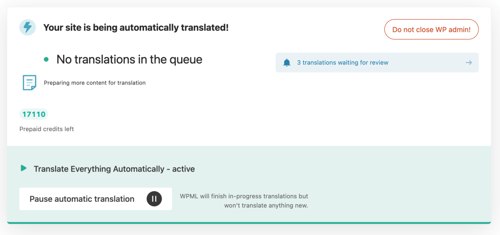 Consulta del estado de tus traducciones automáticas